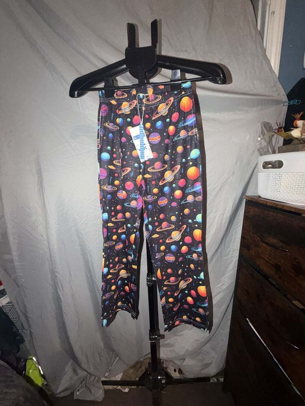 Kids Feifeiyu Planet Print Pajama Pants Size M Black Solar System Lounge